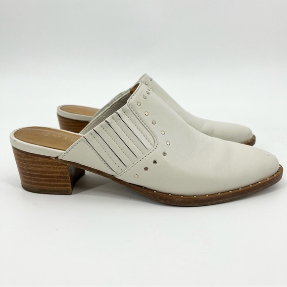 Joie Fayla Ivory Leather Studded Block Heel Mules EU 36/US 6 - Picture 1 of 11